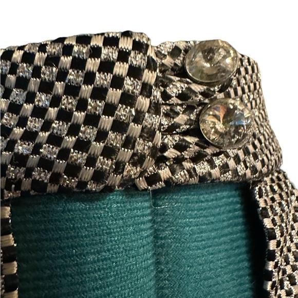 VTG Y2K Cachet Tailored Black Silver & Black Checkered Halter Top Size 6 NWT - Picture 5 of 12